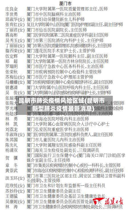 昆明市肺炎疫情风险区域(昆明市新型肺炎疫情最新消息)