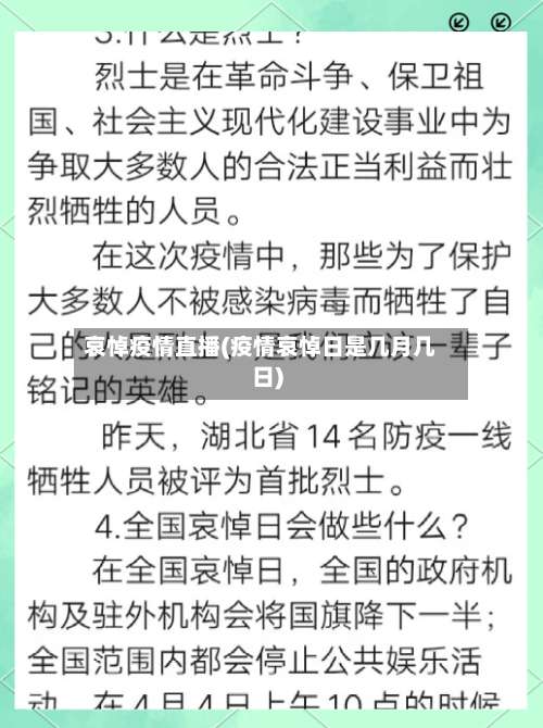 哀悼疫情直播(疫情哀悼日是几月几日)-第2张图片