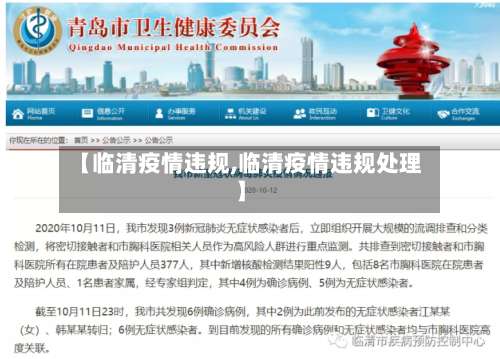【临清疫情违规,临清疫情违规处理】